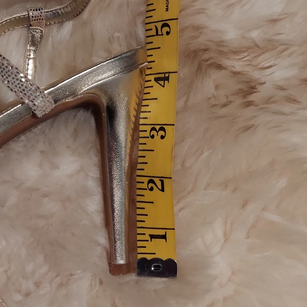 ANTONIO MELANI 8M Gold Leather Slingback Sandals - Picture 3 of 8